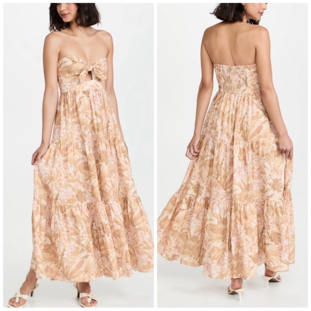 Zimmermann Andie Women's Strapless Neckline Tie Front Floral Dress Size 8